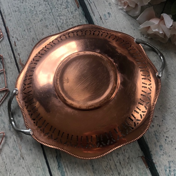 Vtg copper serving tray place paisley Canada dish - Picture 4 of 7
